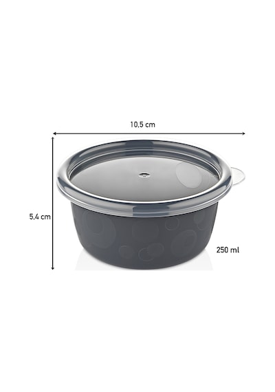 6'lı Antrasit Set Sızdırmaz Hava Almaz Kapaklı Yuvarlak Kahvaltılık,erzak Vs Saklama Kabı 6x250 Ml Antrasit