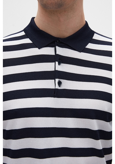 D's Damat Ds Damat Regular Fit Lacivert Çizgili Yazlık Rayon Triko T-shirt 4hc060112010m 101