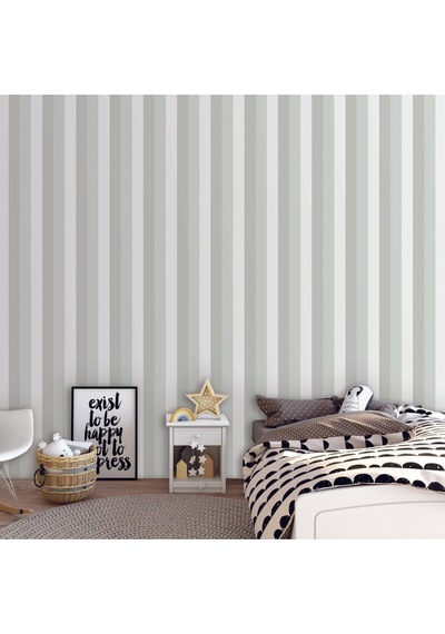 Bulut Ve Çizgili Minimal Duvar Kağıdı - Adakids 8916-1