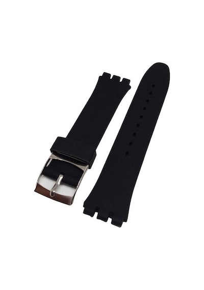 Swatch Uyumlu 19Mm Düz Siyah Silikon Kordon