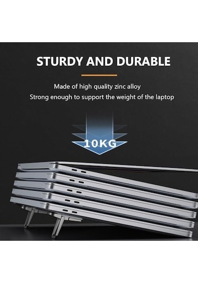 2 Kademeli Yükseklik Ayarlı Laptop Standı Gri Renk - Ergonomik Tasarım