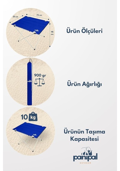 Omuz Askılı Katlanır Kamp Ve Piknik Masası, Metal Çerçeve, Taşınabilir, Tr Menşeli Mavi Genel