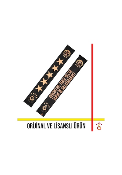 Galatasaray Lisanslı 5 Yıldızlı Gerçekleri Tarih Yazar Şal Atkı Siyah