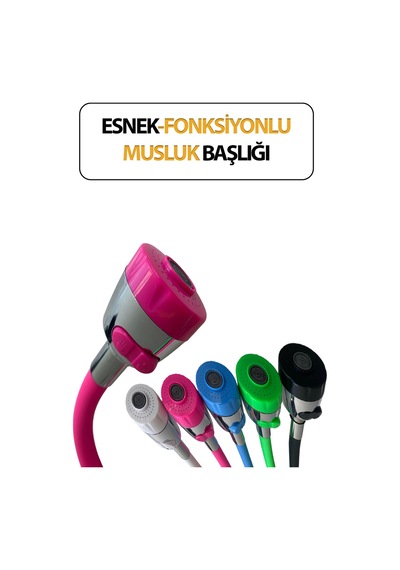 Oynar Başlıklı Spiral Esnek 2 Fonksiyonlu Lavabo & Mutfak Musluk Ucu Pembe Renkli Musluk Başlığı