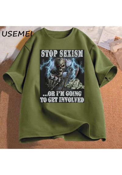 Flood Of Style Komik İskelet Tshirt Pamuklu T-shirt Rahat Kısa Kollu Adam Giysileri Baskılı Kafatası Grafik Yeşil