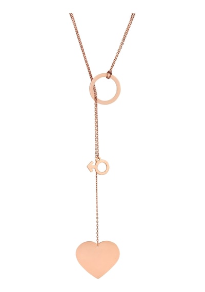 Kuyumcudukkani Halka İçinden Geçen"kalp Figürlü Zincirli Şal"kolye-37175-r Rose Gold
