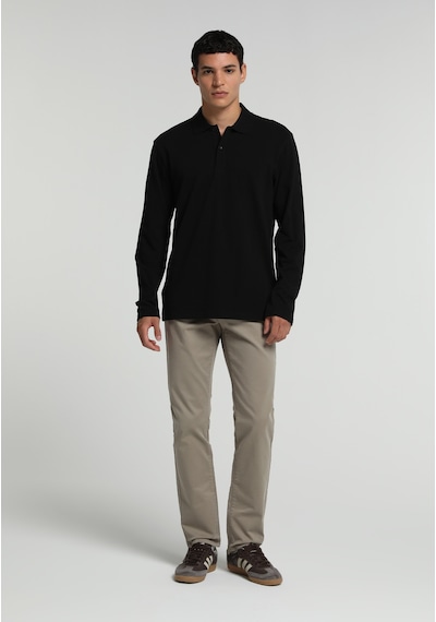 Colin's Colins Regular Fit Polo Yaka Düz Erkek Siyah Uzun Kol Tişört Cl1082503 Q1.v2 Blk