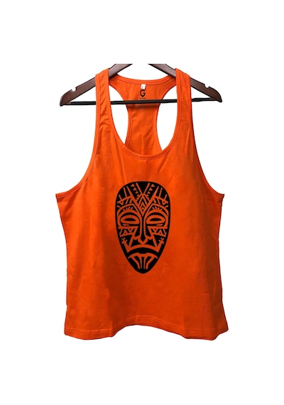 Top Glory Mask Turuncu Gym Fitness Tank Top Sporcu Atleti
