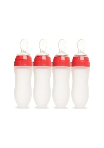 Bebedor Silikon Kaşıklı Biberon 120ml +6 Ay Şeffaf Kod:7509 4 Lü