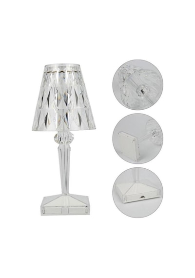 Lw-4 Akrilik Kristal Led Şarjlı Masa Üstü Lamba Beyaz