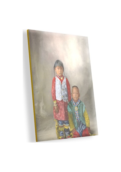 Cakasepetim Kızılderili Çocuklar Renklendirilmiş Fotoğraf Ahşap Mdf Tablo