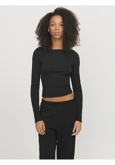 Jack & Jones Kadın Simli Kumaş Crop Top - Sigga Black