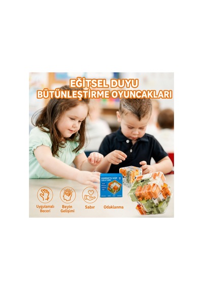 3d Labirent Zeka Küpü Eğitici Akıl Oyunu Çelik Bilyeli Sabır Ve Odaklanma Oyuncağı 3+ Yaş