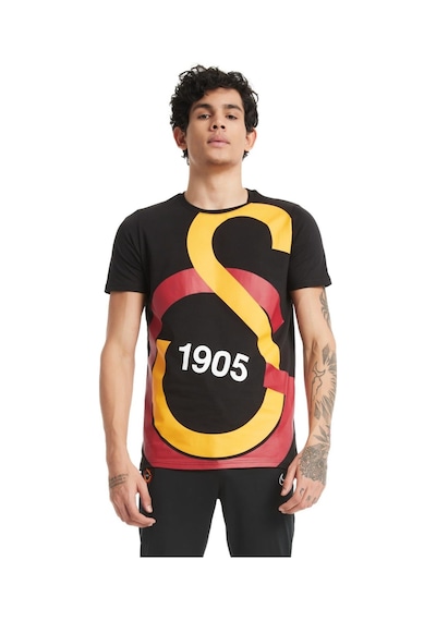Galatasaray Lisanslı Siyah Büyük Logolu T-shirt Ve Galatasaray Yazılı Şal Atkı Siyah