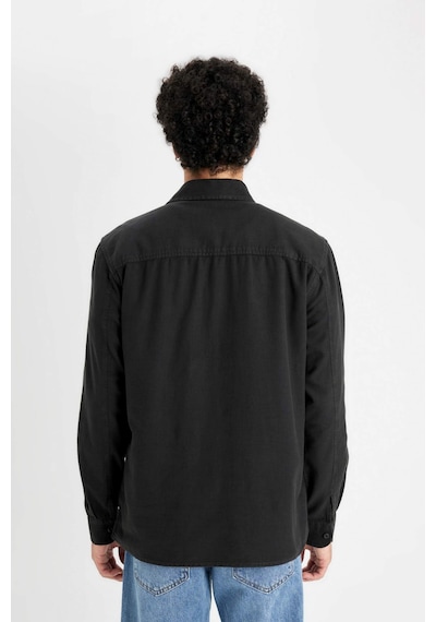 DeFacto %100 Pamuk Regular Fit Polo Yaka Basic Düz Uzun Kollu Gömlek B2654AX24AUAR221
