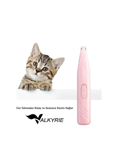 Valkyrie Kedi Köpek Pati Tüy Kesme Makinesi Sessiz Hassas Bölge Traş Cihazı Seramik & Çelik Bıçaklı Pembe