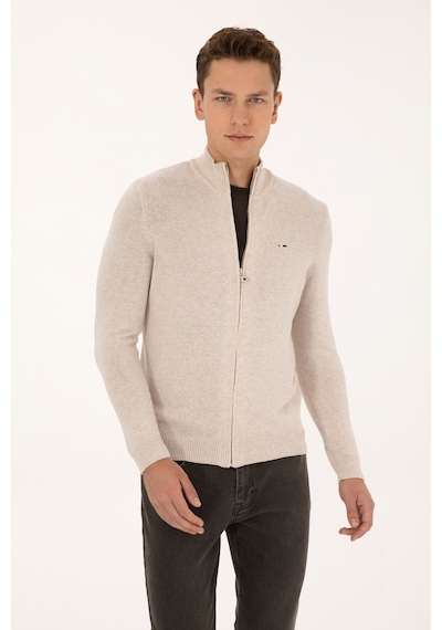U.S. Polo Assn. Erkek Taş Melanj Basic Triko Hırka 50313688-VR225
