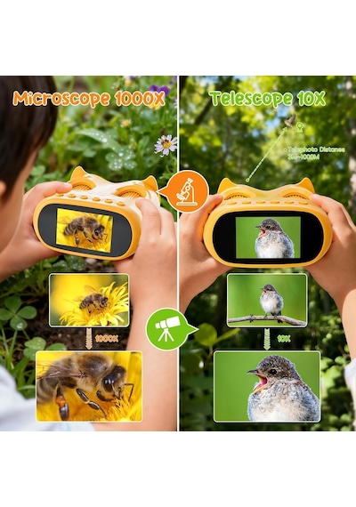 Tr 2'si 1 Arada Çocuk Mikroskop Teleskopu, Çocuklar İçin 2 İnç 1000x Dijital Mikroskop, Çocuklar İçin Hd Taşınab