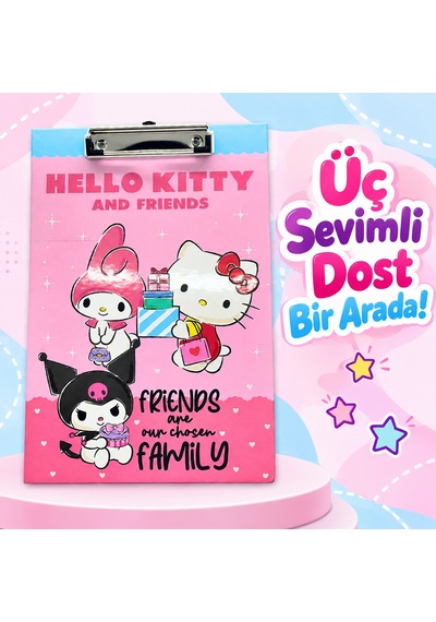 Bakgelal Hello Kitty Pembe Sekreterlik Panosu - Kuromi & My Melody Temalı Metal Kıskaçlı A4 Evrak Dosyası - 9069326065835