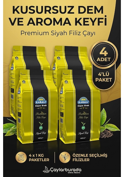 Karali Premium Filiz Dökme Çay 1000 Gr X 4 Adet