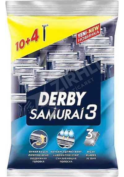 5 Adet Derby Samurai 3 Tıraş Bıçağı 14 Lü Poşet 10 + 4