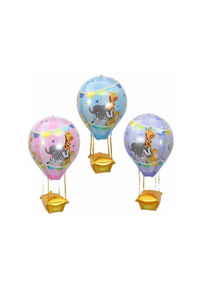 22 İnç Pembe Renk Safari Uçan Balon Temalı Folyo Balon 88-28 Cm Pembe