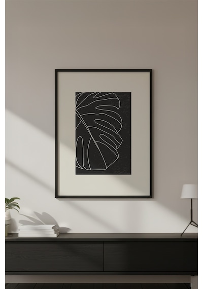 Huhuli Ahşap Siyah Çerçeveli Soyut Minimalist Tablo Huhu609