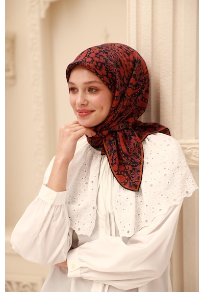 Silk Home Organik Eşarp 79015-03 Lacivert, Erguvan, Turuncu