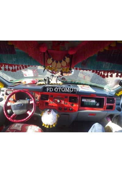 Ford Transit 2006-2013 Jumbo Torpido, Konsol, Trim, Göğüs Kaplama Set Kırmızı Renk Özel Dizayn