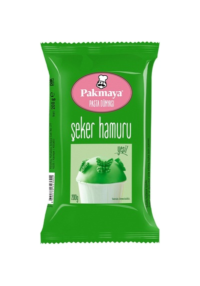 Pakmaya Şeker Hamuru Yeşil 200 G - 8 Adet Tarı