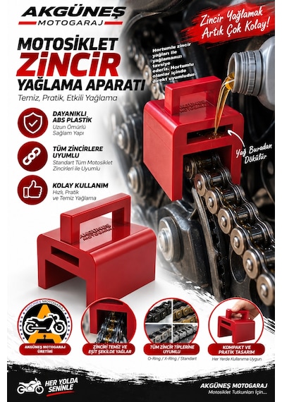 Motosiklet Zincir Yağlama Aparatı Evrensel Uyumlu, Tüm Zincirlere Uygun Zincir Yağlama Aleti 1
