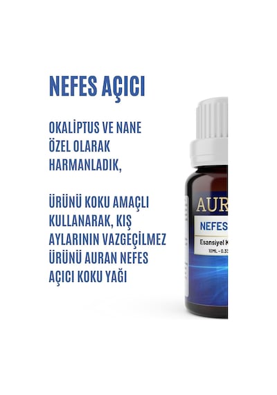 AURAN Nefes Açıcı Nane Ve Okaliptüs Esansiyel Uçucu Koku Yağı 10M