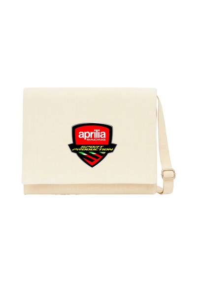 Aprilia Racing Logo Krem Postacı Çantası Krem Kanvas Postacı Çantası