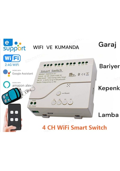 Ewelink Destekli 4 Kanallı Wifi Anahtar 28mm