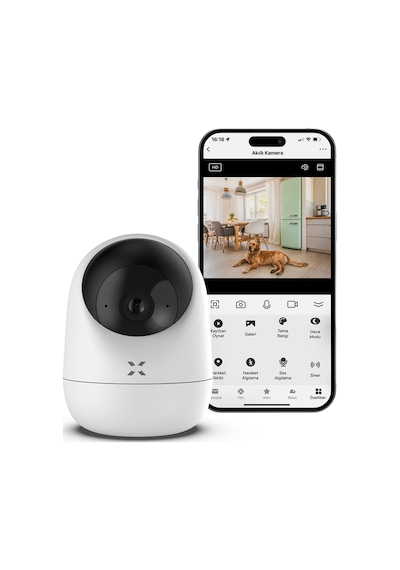 Xenon Smart Ev Kamerası | 2K 3MP, WiFi, Mobil Kontrol, Sesli, 360° Ptz, Hareket Takip, İç Mekan Kamera (X7205)