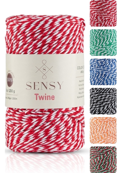 Premium 200 Metre 200 G Kırmızı Beyaz Paket Ip Hediye Paketleme Ipi Marteniçka Ipi Twine Baker