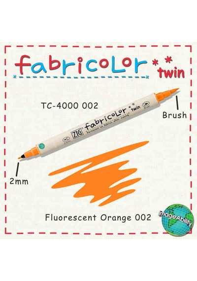 Zig Fabricolor Twin Çift Uçlu Kumaş Boyama Kalemi Floresan Orange