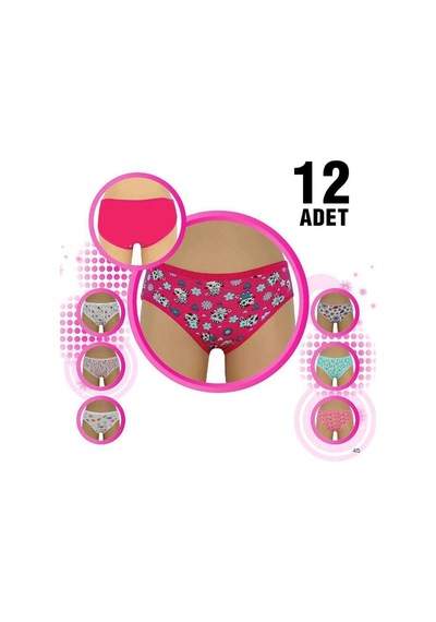 Royaleks 12 Adet Kız Çocuk Desenli Slip Külot Kırmızı