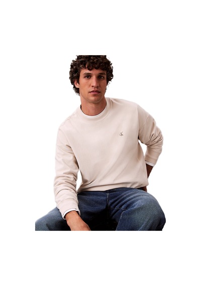 Calvin Klein Lv04rc277 Premium Terry Monogram Cn Erkek Sweatshirt Beyaz