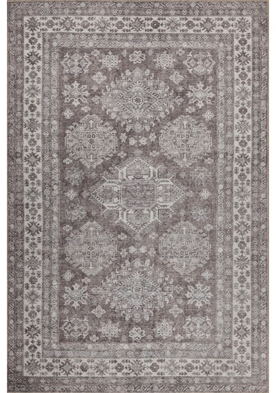 Artloop Stonart Eskitme Vintage Desenli Kahverengi Otantik Yıkanabilir Şönil Halı Al 449 Kahverengi 2
