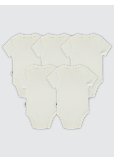 Civil Baby Düz Kısa Kol 5 li 3-9 Ay Çıtçıtlı Badi Beyaz