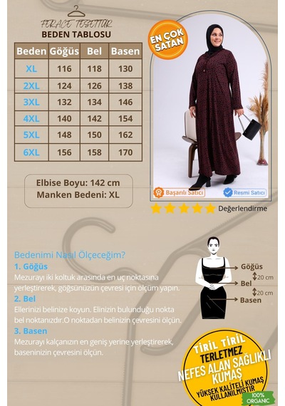 Kadin Gunluk Elbise Tesettur Leopar Desenli Buyuk Beden Elbise 001