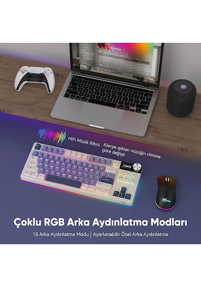 Royal Kludge Rk S85 Lcd Ekranlı Kablosuz Mekanik Oyuncu Klavyesi