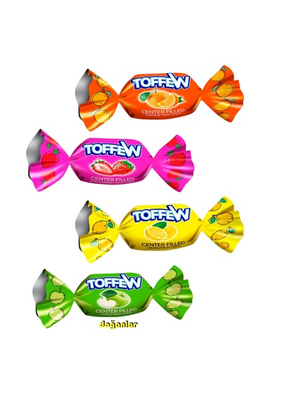 Toffew Meyve Aromalı Dolgulu Yumuşak Şeker Helal -vegan-jelatinsiz-gulutensiz 1 Kg. 1000 Gr.