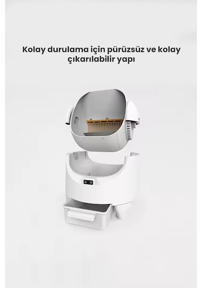 Akıllı Otomatik Açık Kasa Kedi Tuvaleti Sessiz Motorlu, Koku Gidericili, Uvc Sterilizasyonlu