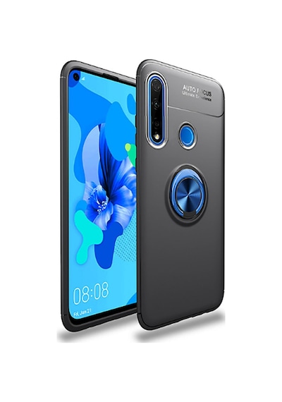 Huawei P40 Lite E Kılıf Zore Ravel Silikon Kapak Siyah-Mavi