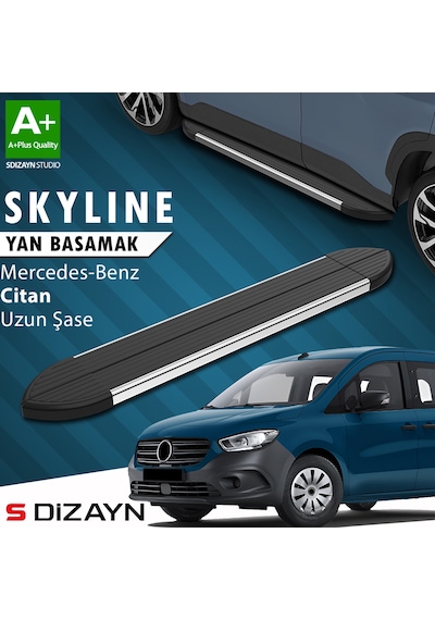 S-dizayn Mercedes Citan Uzun Şase Skyline Krom Yan Basamak 223 Cm 2012-2021 A+ Kalite