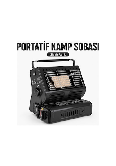 Senbang Portatif Kamp Sobası Ve Ocağı Siyah Kartuşlu Taşınabilir Isıtıcı Ocak, Kendinden Çakmaklı
