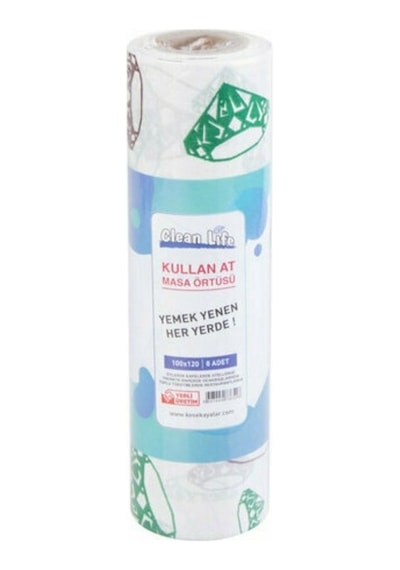 Clean Life Masa Örtüsü Kağıt Kullan At 8 Li 9.6mt 100cmx120cm 6526 Çok Renkli