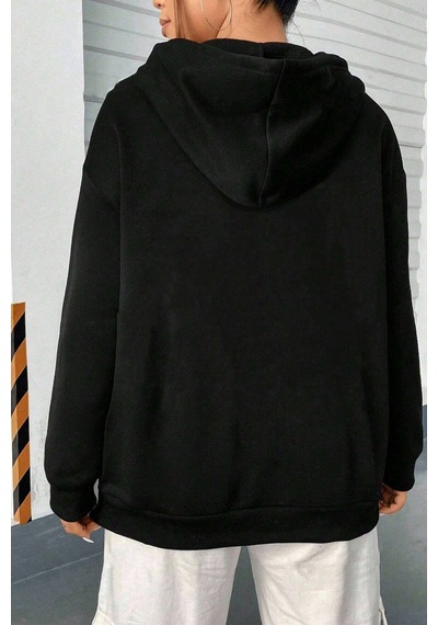 Mountain Baskılı Oversize Sweatshirt Siyah